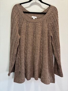 Great Northwest Clothing Co. Brown Scoop Neck Textured Fall Pullover Women’s L